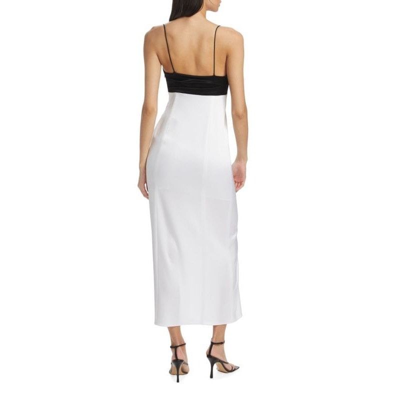 Alice + Olivia Black & White Lilita Satin Maxi Dress Size 4