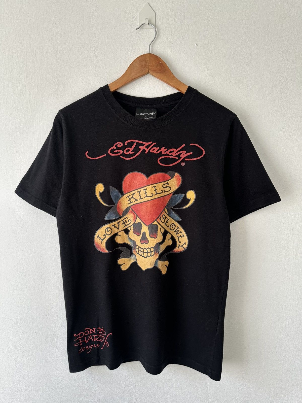 Ed Hardy Ed Hardy “Love Kills Slowly” Skull Heart T Shirt Size US L / EU 52-54 / 3 - 1 Thumbnail
