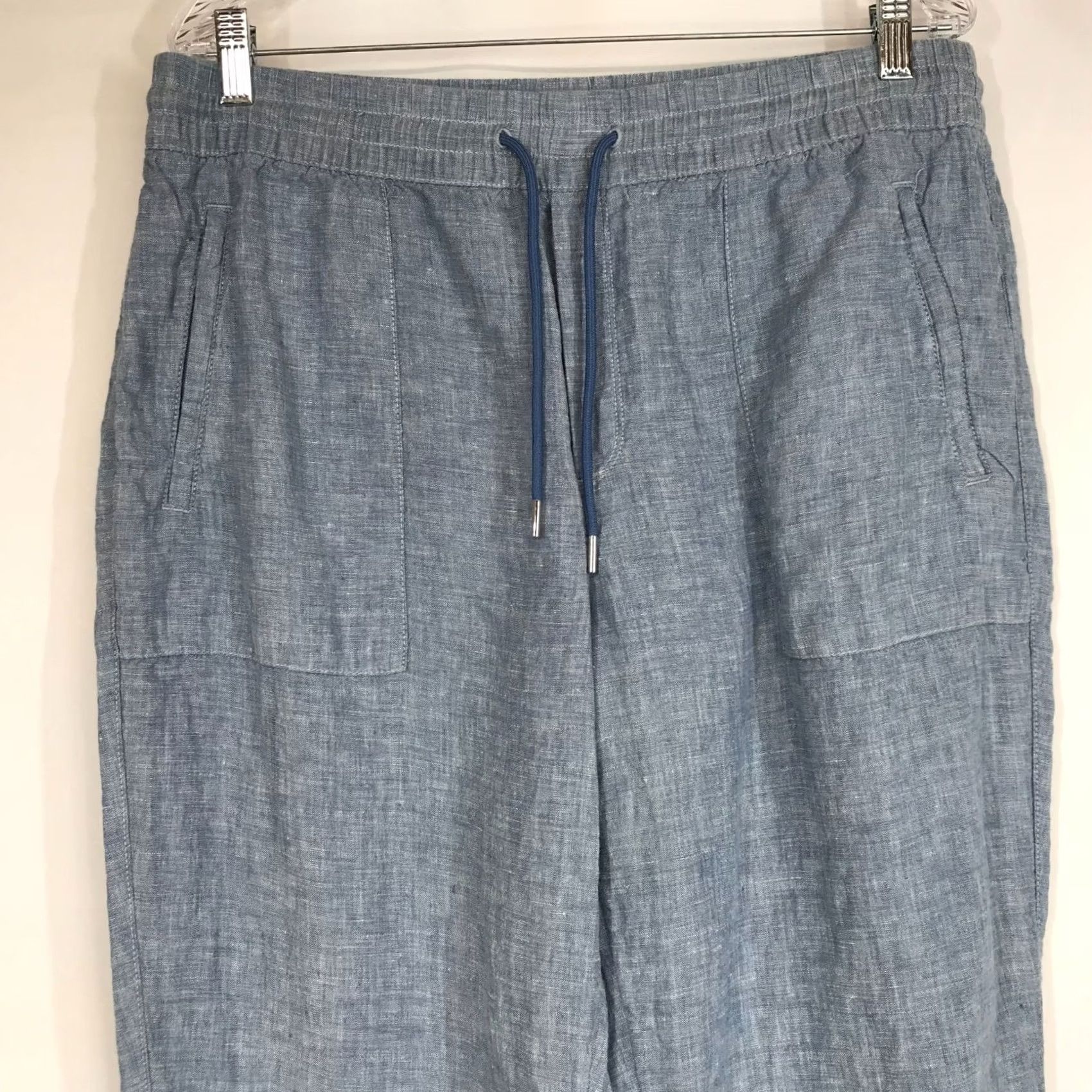 Athleta Athleta Women's 14 Blue Linen Jogger Pant Drawstring Waist Size 36" / US 14 / IT 50 - 2 Thumbnail