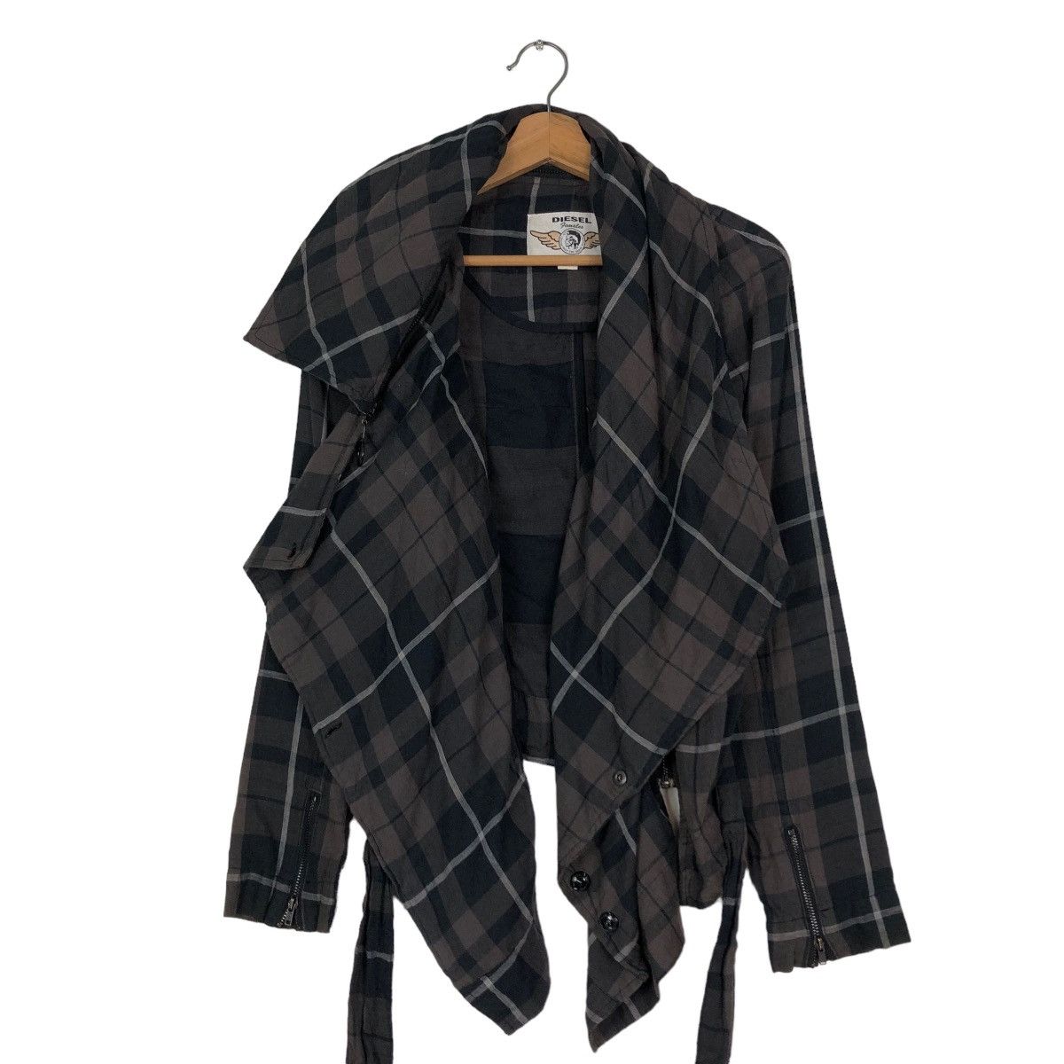 Diesel 📌CROPPED BIKER JACKET DIESEL TARTAN DESIGN BONDAGE STYLE Size US XS / EU 42 / 0 - 1 Thumbnail