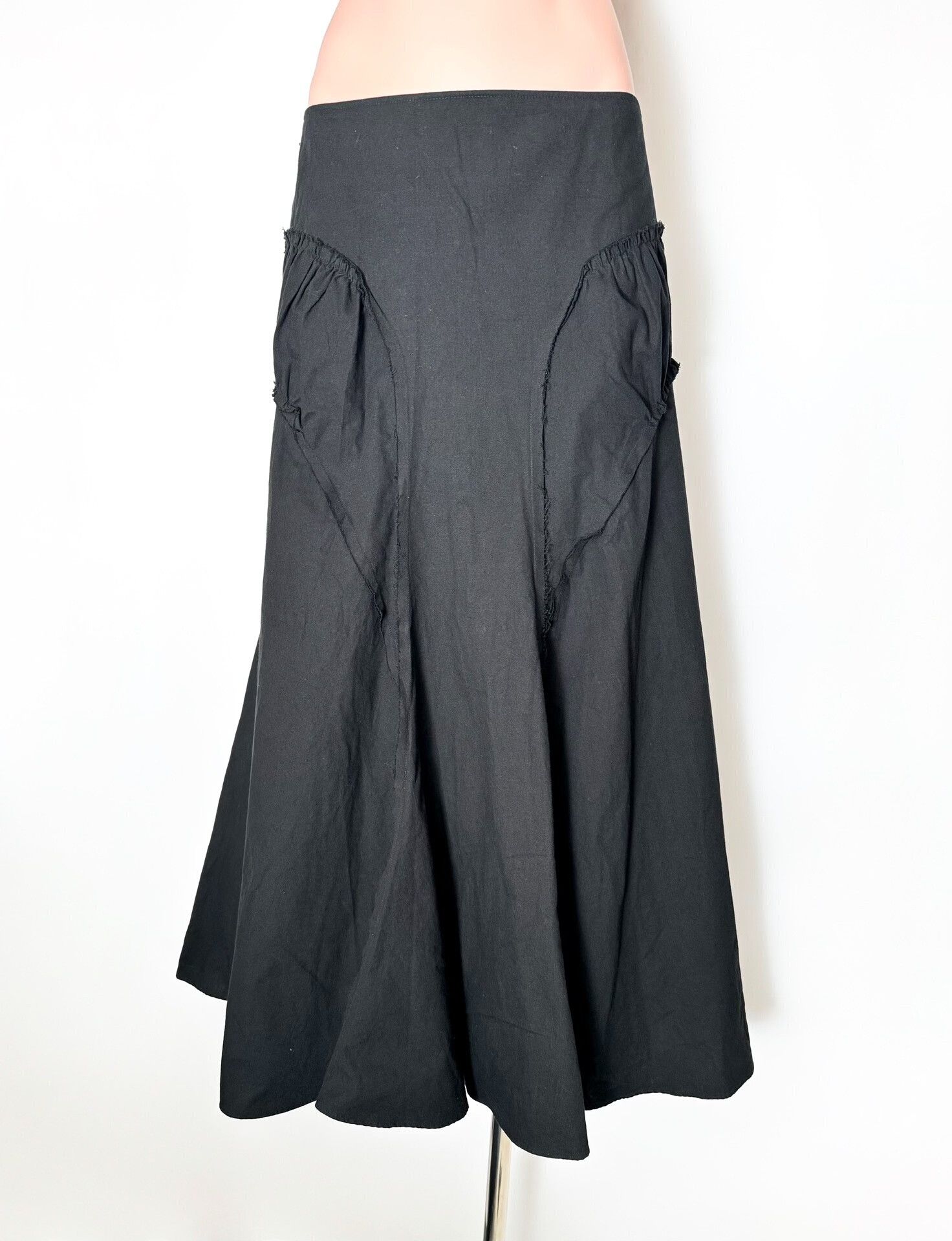 Y's Yohji Yamamoto Pleated Black Midi Skirt Size 26" / US 2 / IT 38 - 1 Thumbnail
