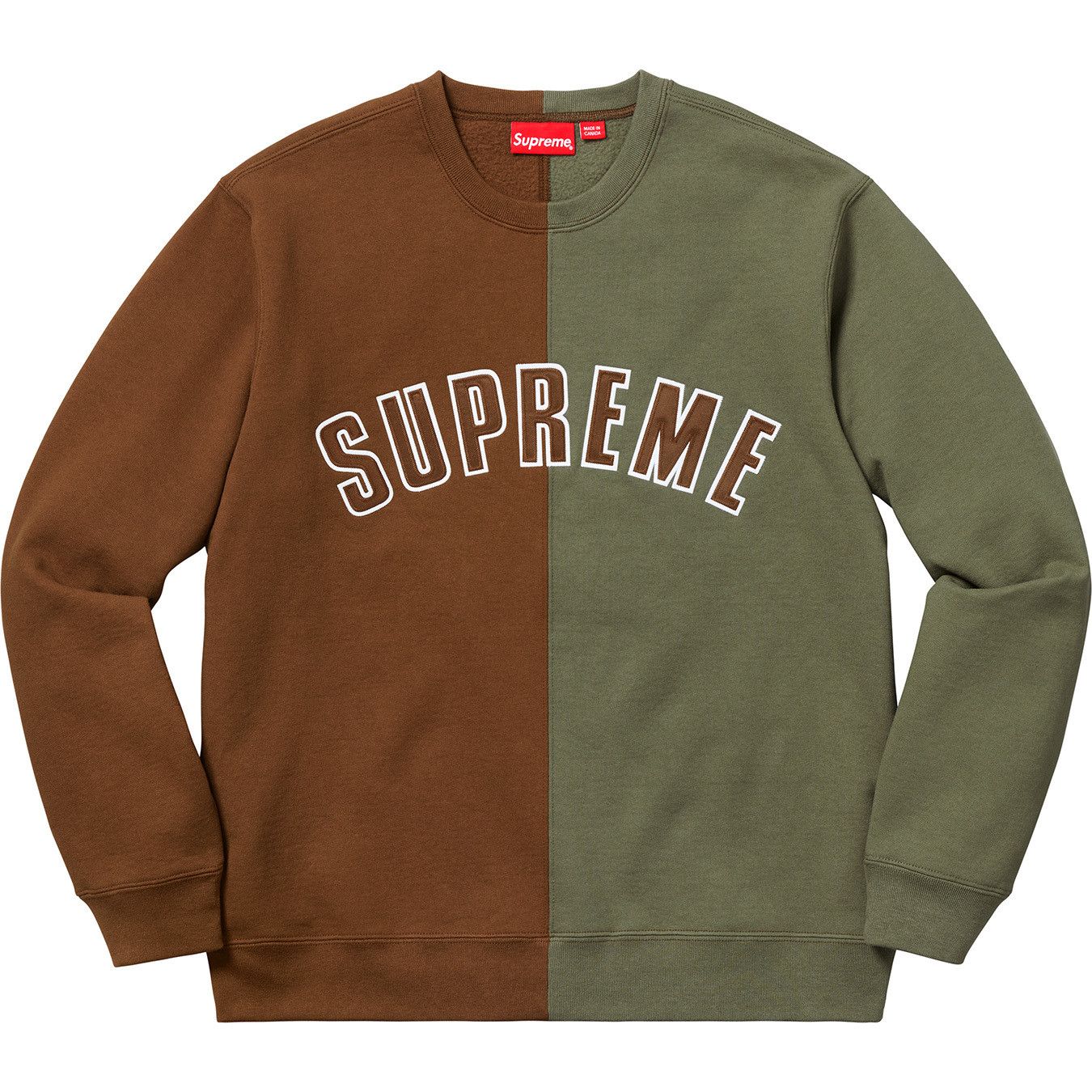 Supreme SUPREME Split Crewneck Sweatshirt Brown Mens Size Medium Size US M / EU 48-50 / 2 - 1 Thumbnail