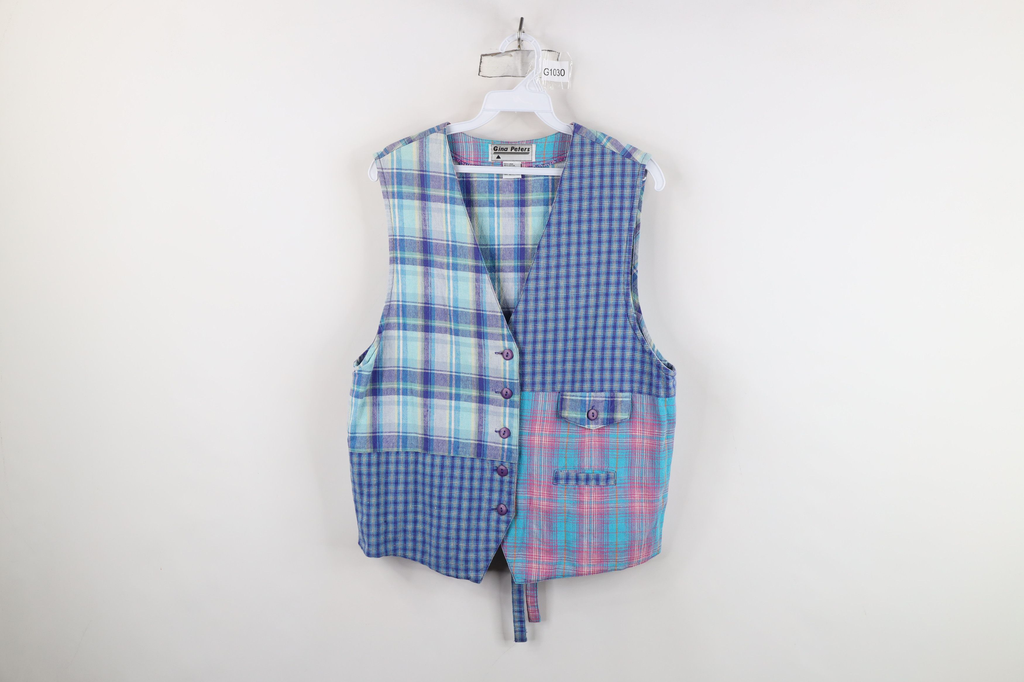Vintage Vintage 90s Streetwear Linen Blend Tie Back Vest Jacket Size L / US 10 / IT 46 - 1 Thumbnail