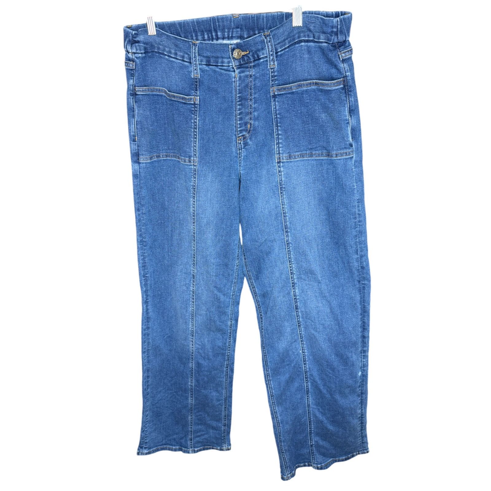 Denim & Co. Denim & Co. Stretch Wide Leg Jeans with Seam Detail 14 Reg. Size 36" / US 14 / IT 50 - 1 Thumbnail
