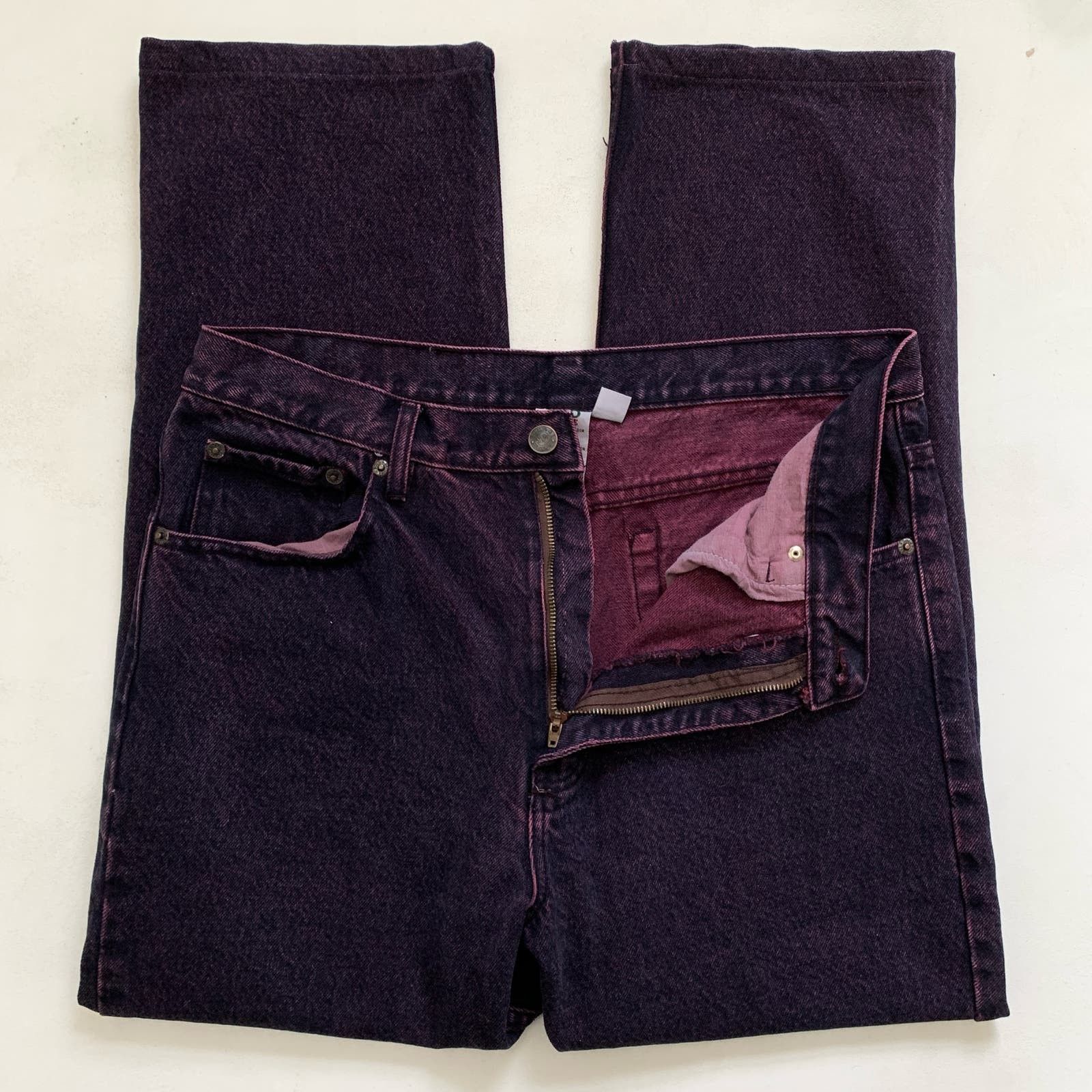 Image of Vintage 90's Solo Semore Over Dyed Acid Wash Baggy Straight Jeans in Purple, Men's (Size 33)