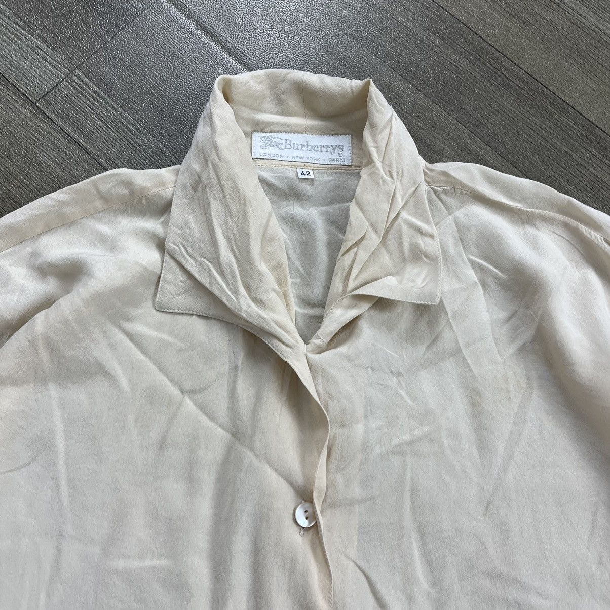 Burberry 1990s Vintage Burberrys Paris Italy Silk Shirt Luxury Size US M / EU 48-50 / 2 - 4 Thumbnail