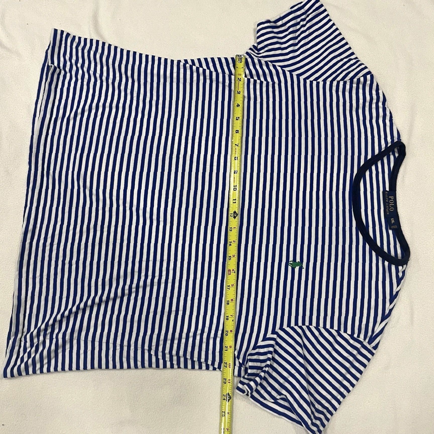 Ralph Lauren Ralph Lauren Polo T-Shirt Blue White Striped Cotton Short Sleeve Crew Neck 2XL Mens Classic Logo Size US XXL / EU 58 / 5 - 6 Thumbnail