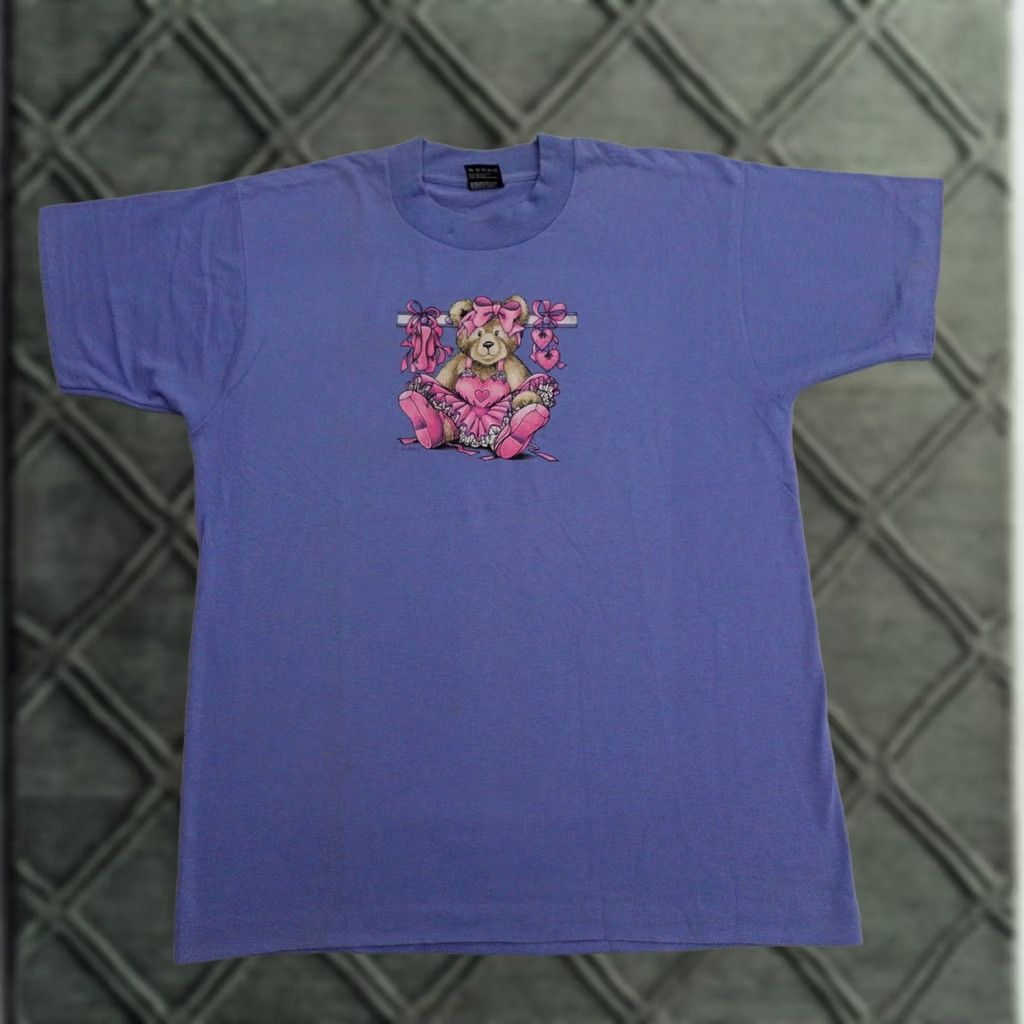 Fruit Of The Loom Vtg Fruit of the Loom Ballerina Bear Tshirt in Blue Graphic Womens Large Size L / US 10 / IT 46 - 1 Thumbnail
