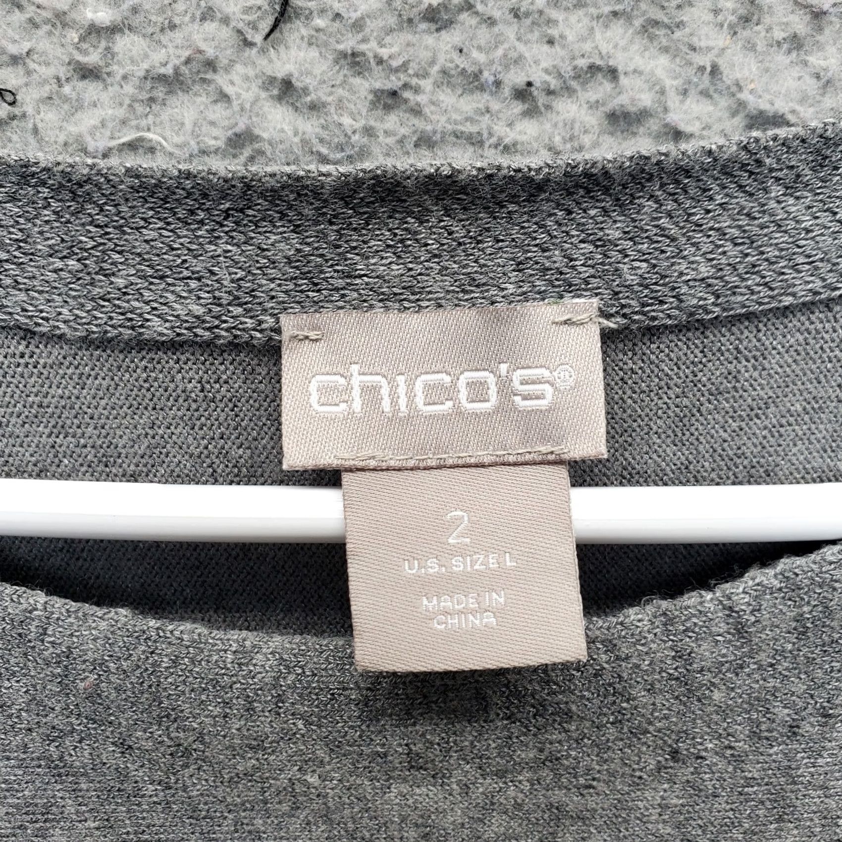 Vintage Chico's Womens Size L Gray Knitted Tunic Top Long Sleeve Round Neck Curved Hem Size L / US 10 / IT 46 - 5 Thumbnail