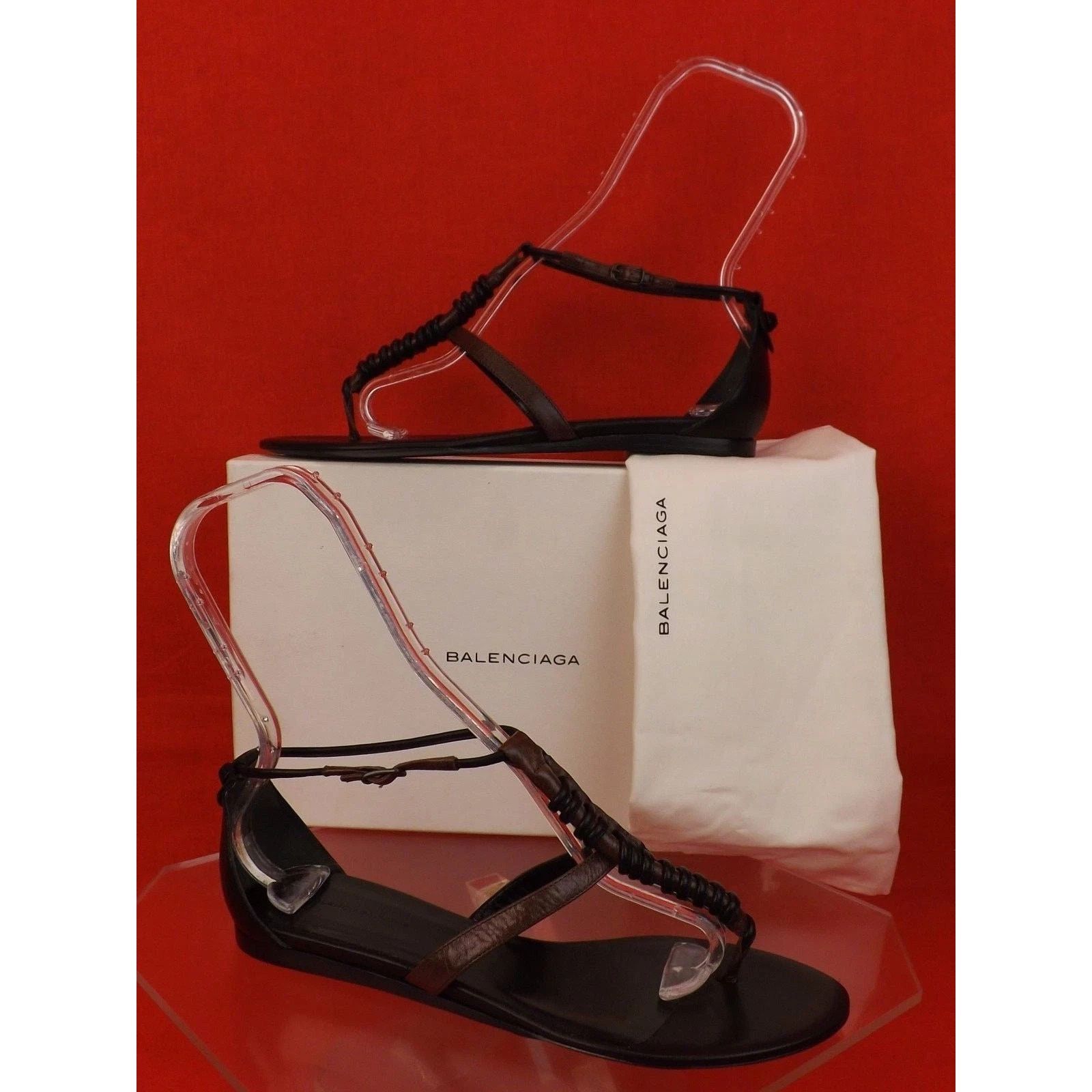 Balenciaga BALENCIAGA DARK BROWN BLACK ARENA FLATS THONG SANDALS 40 Size US 10 / IT 40 - 1 Thumbnail
