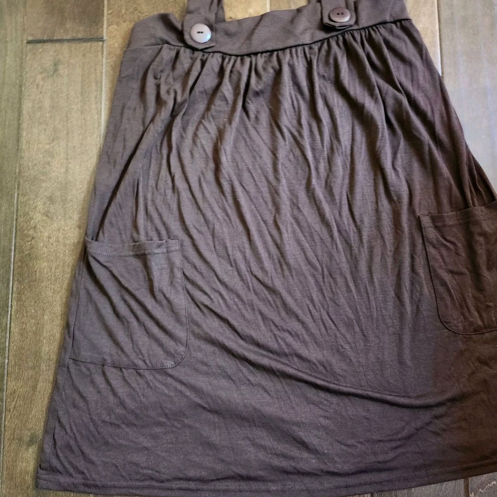 Vintage JFW Just For Wraps Women's Brown Pocket Jumper Dress L Knee Length Solid Sleeveless Button Closure Potable Birthday? Size L / US 10 / IT 46 - 3 Thumbnail