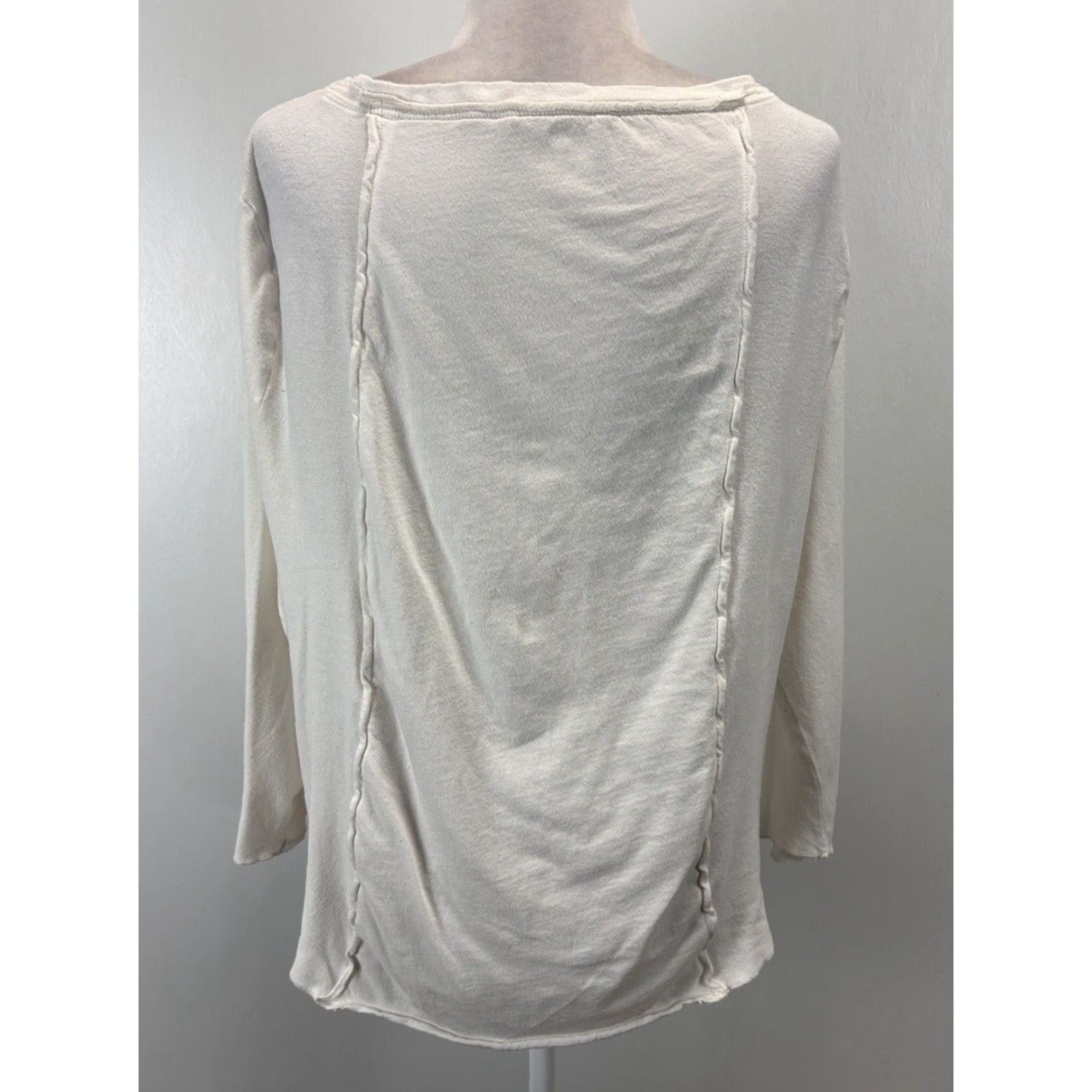 Soft Surroundings VINTAGE Soft Surroundings Women's Casual Long Sleeve Snap Front Top Shirt 1X Ivory Cotton Blend Plus Size Size XL / US 12-14 / IT 48-50 - 3 Thumbnail