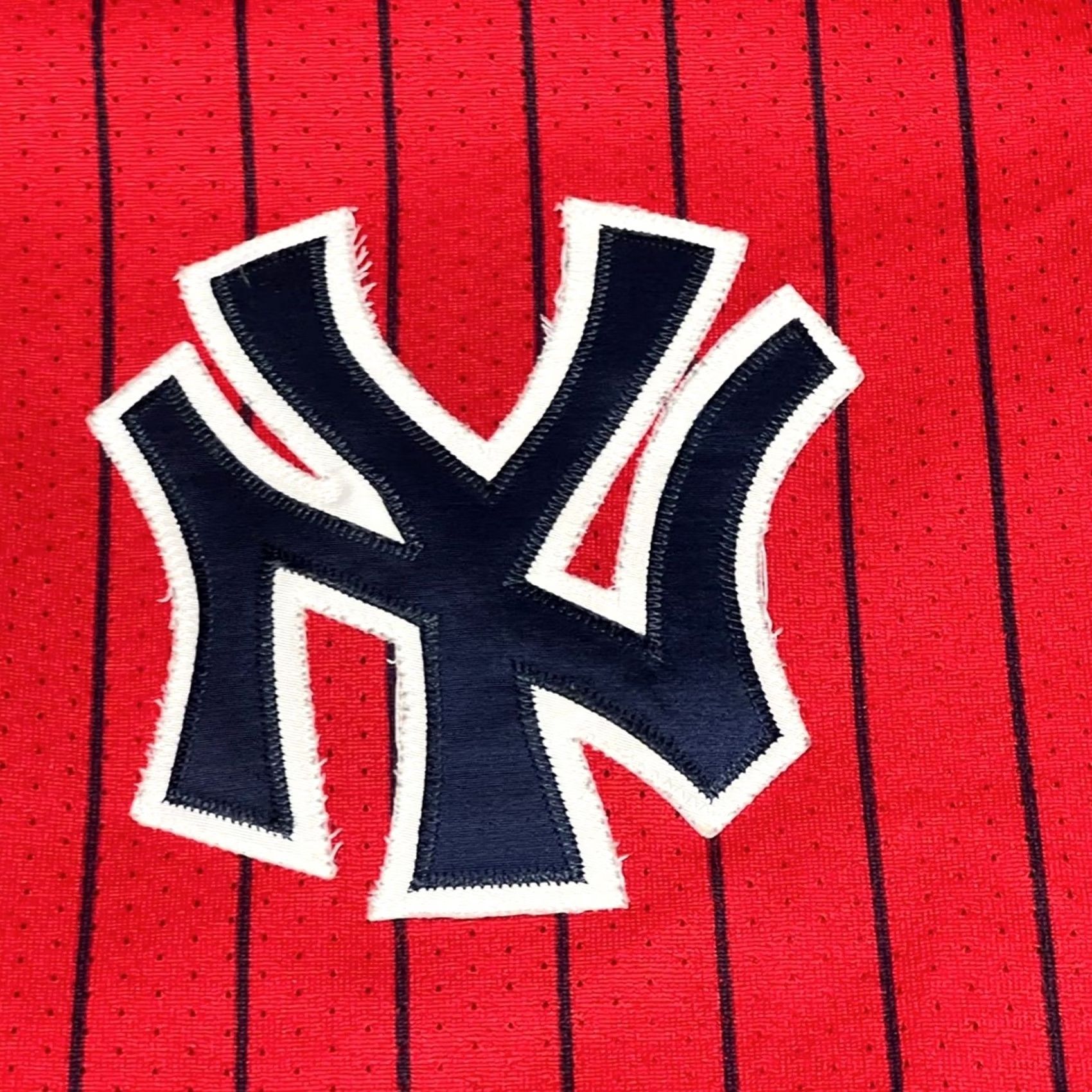 MLB VINTAGE Majestic Mens 2XL Red New York Yankees MLB Baseball Pin Stripe Jersey USA Size US XXL / EU 58 / 5 - 2 Thumbnail