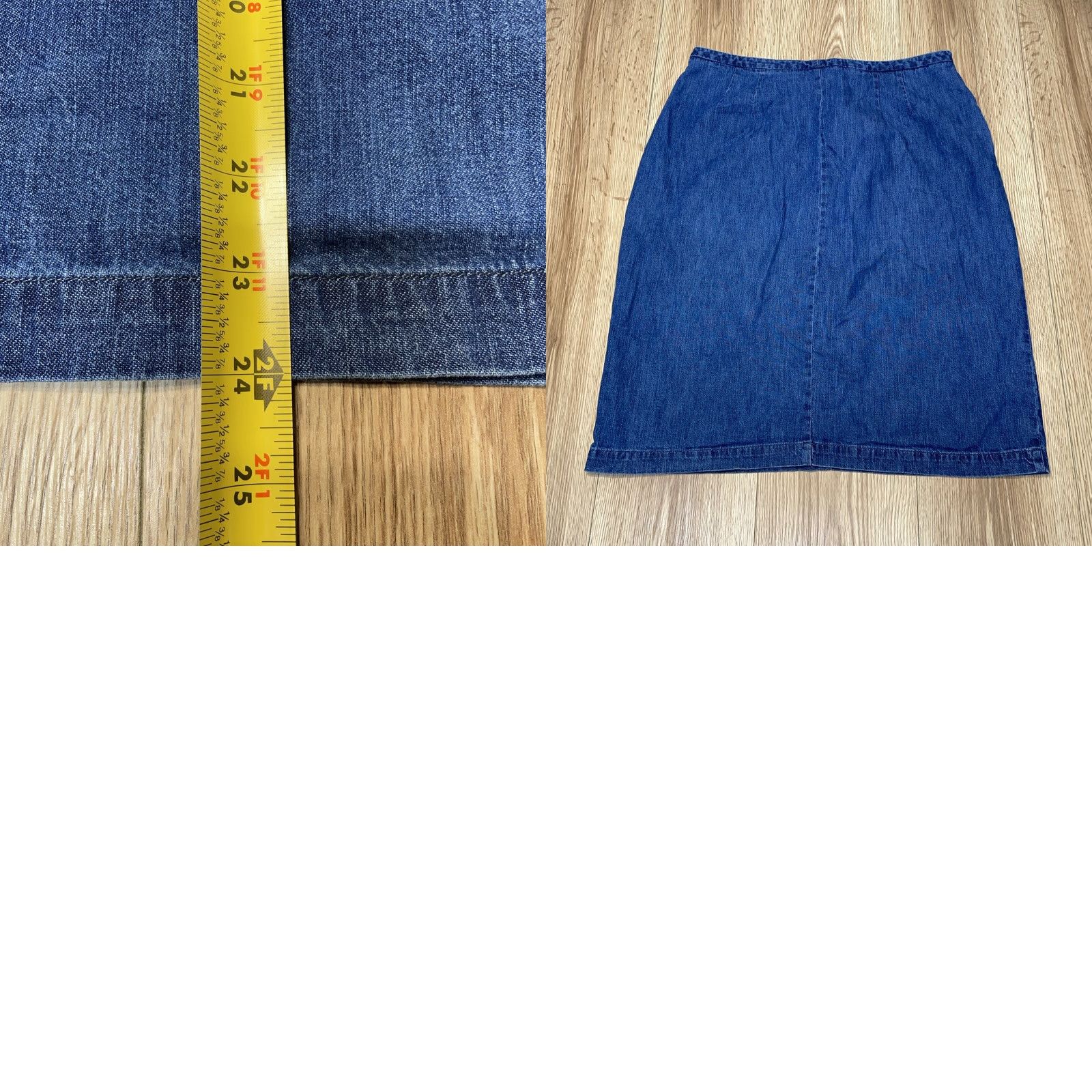Lands' End Lands' End Denim Skirt Women Size 14 Regular Knee Length Blue Cotton Pockets Straight & Pencil Size 36" / US 14 / IT 50 - 8 Thumbnail