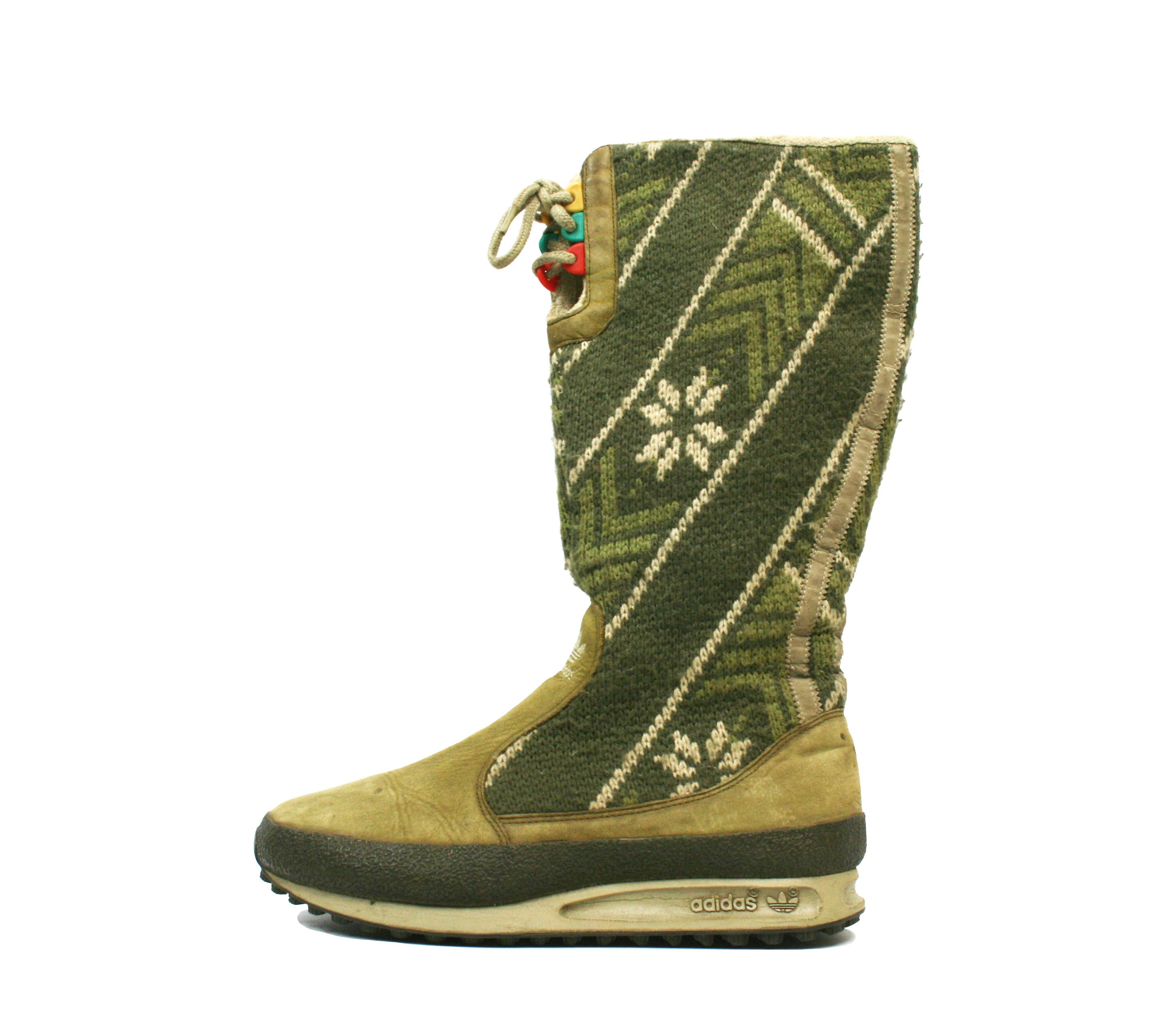 Adidas 2007 Arosa Y2K High Fair Isle Wool Knit Boots Vintage Size US 7 / IT 37 - 1 Thumbnail