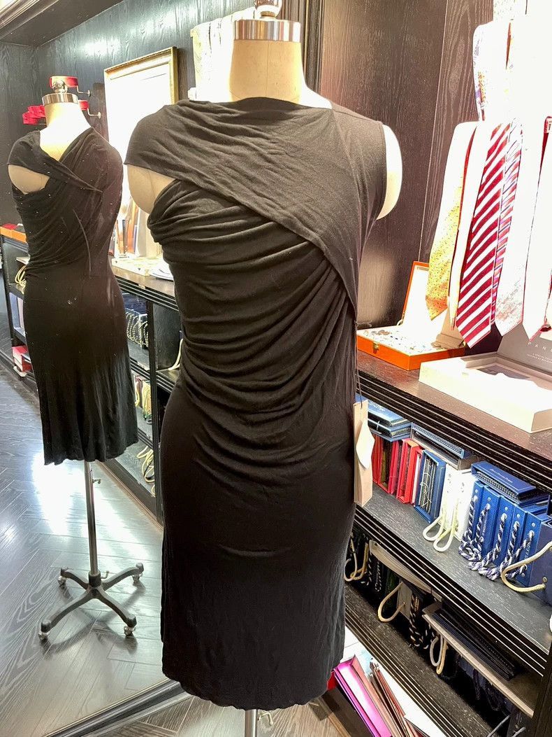 Rick Owens Asymmetrical Draped Black Dress by Rick Owens-2506 Size 35" - 2 Thumbnail