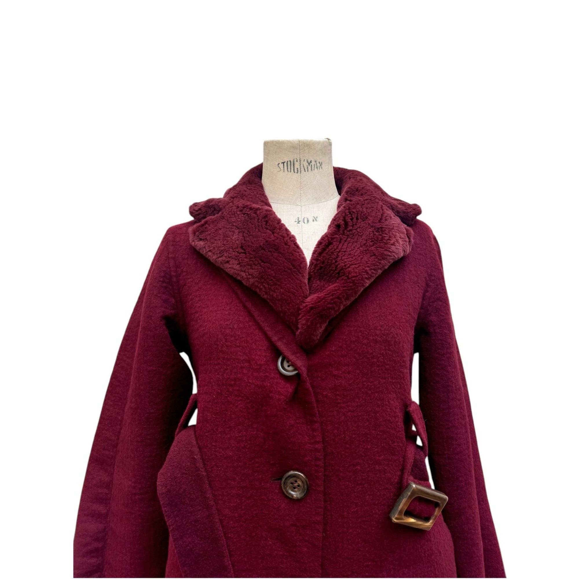 Jil Sander 2100€ Elegant Burgundy Wool Coat Size M / US 6-8 / IT 42-44 - 2 Thumbnail