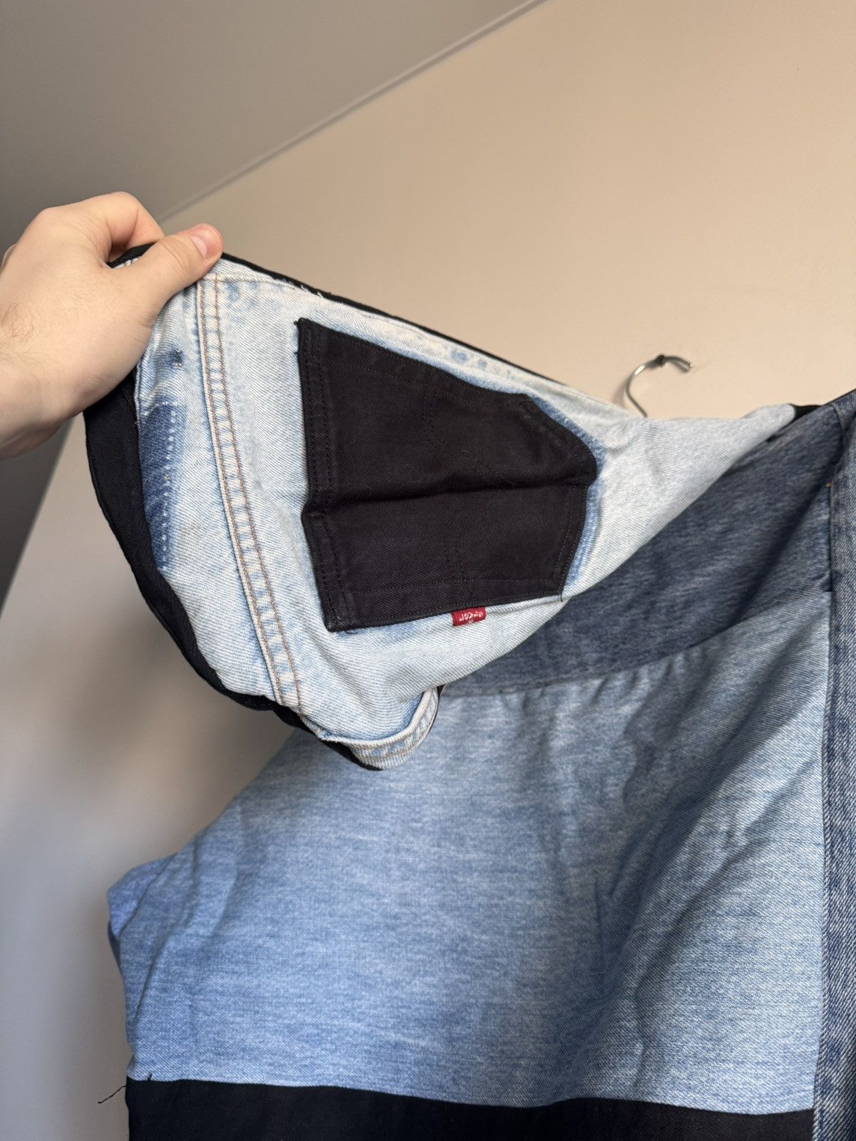 Levi's Vustom Levis hoodie in recycled denim jeans patchwork Size US XL / EU 56 / 4 - 7 Thumbnail