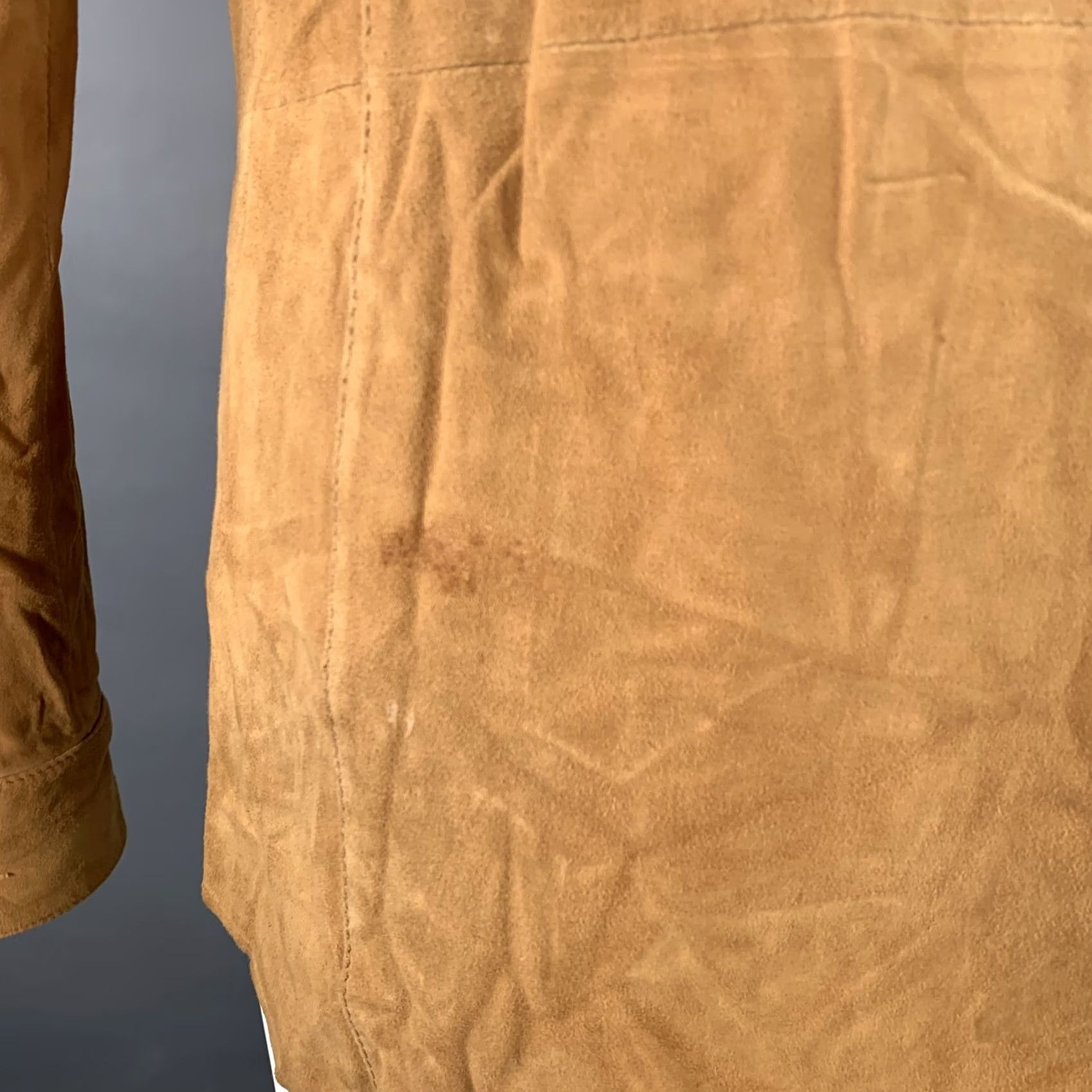 Dolce & Gabbana DOLCE & GABBANA XS Camel Suede Military Two Pockets Long Sleeve Shirt Mens Size US XS / EU 42 / 0 - 5 Thumbnail