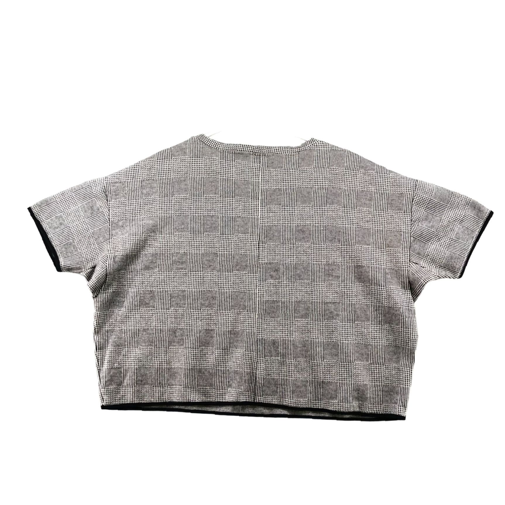Zara VINTAGE Zara Plaid Short Sleeve Cropped Sweater Womens L Gray Crewneck Knit Pullover 90s Womens L Size L / US 10 / IT 46 - 2 Thumbnail