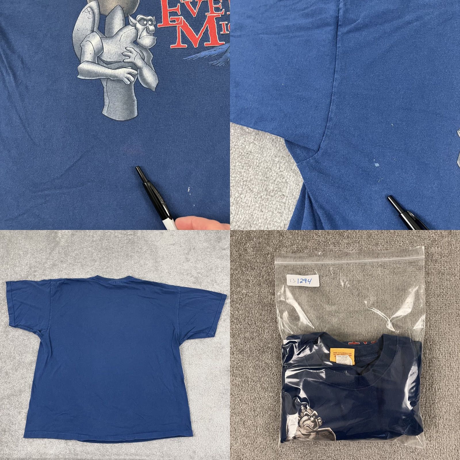 Disney VINTAGE Disney T-Shirt Men 2XL Cartoon Logo Graphic 90s Notre Dame Blue All Seasons Size US XXL / EU 58 / 5 - 8 Thumbnail