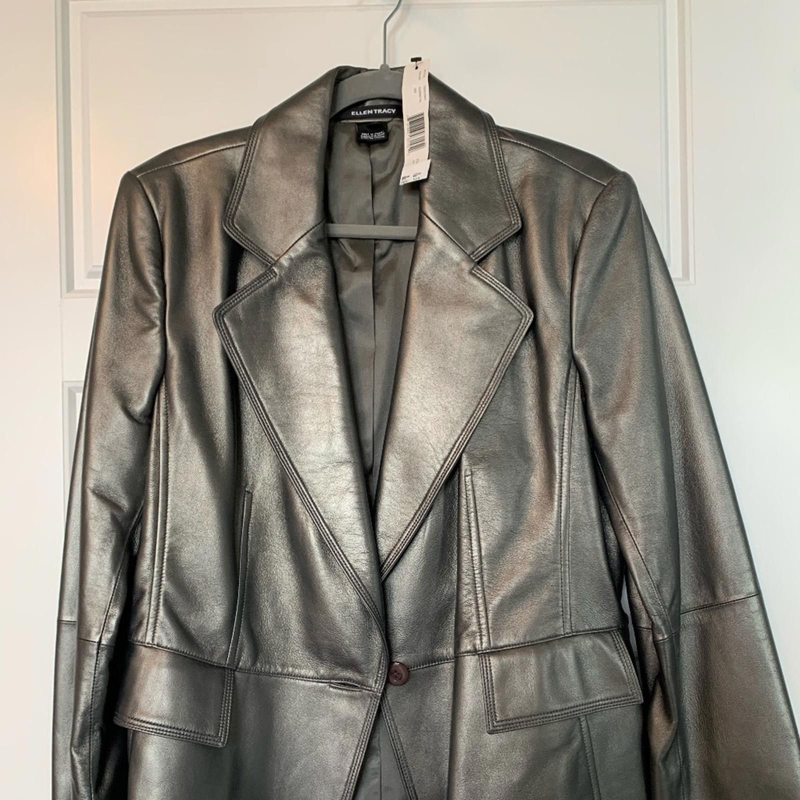Other Ellen Tracy Metalic Pewter Color Blazer Size XL / US 12-14 / IT 48-50 - 1 Thumbnail