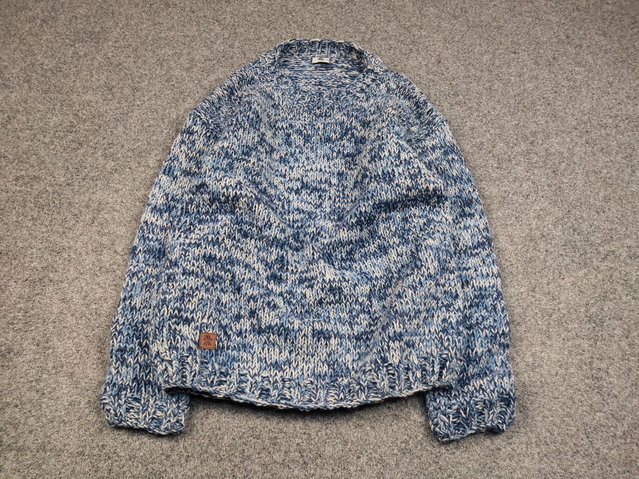 Designer Pachamama Design Handmade Knit Wool Blue Pullover Sweater Size US L / EU 52-54 / 3 - 2 Thumbnail