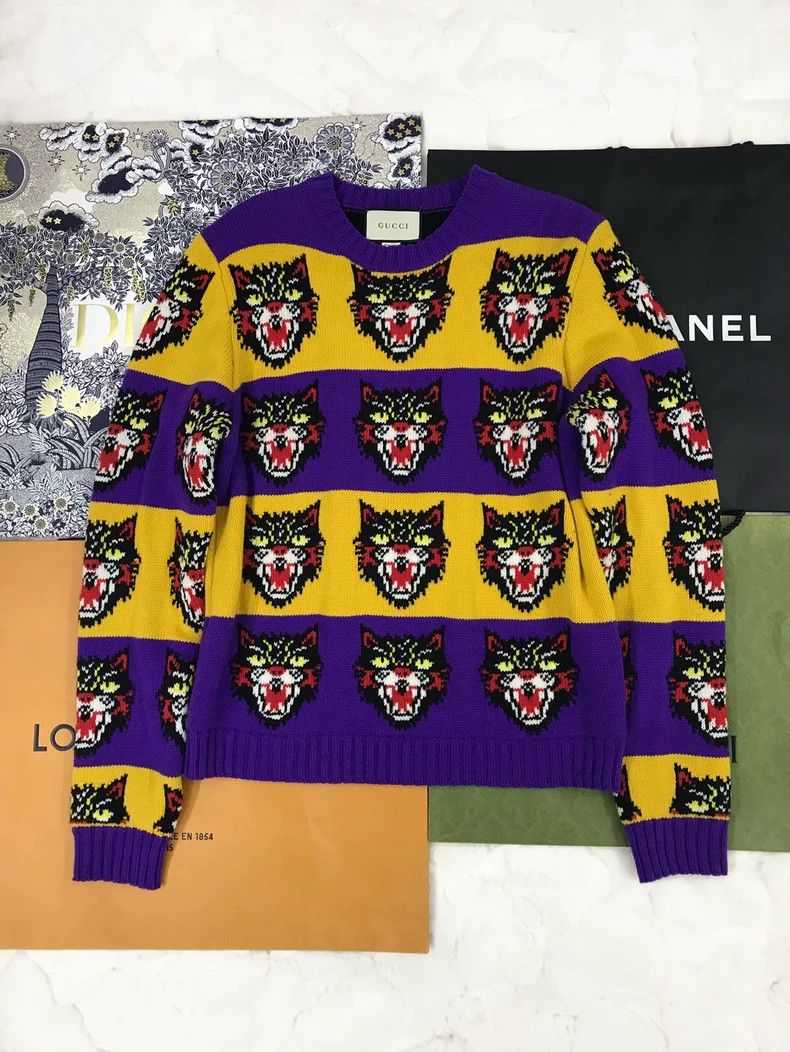 Gucci Gucci Limited Edition Tiger Head Sweater - dmc Size US XL / EU 56 / 4 - 1 Thumbnail