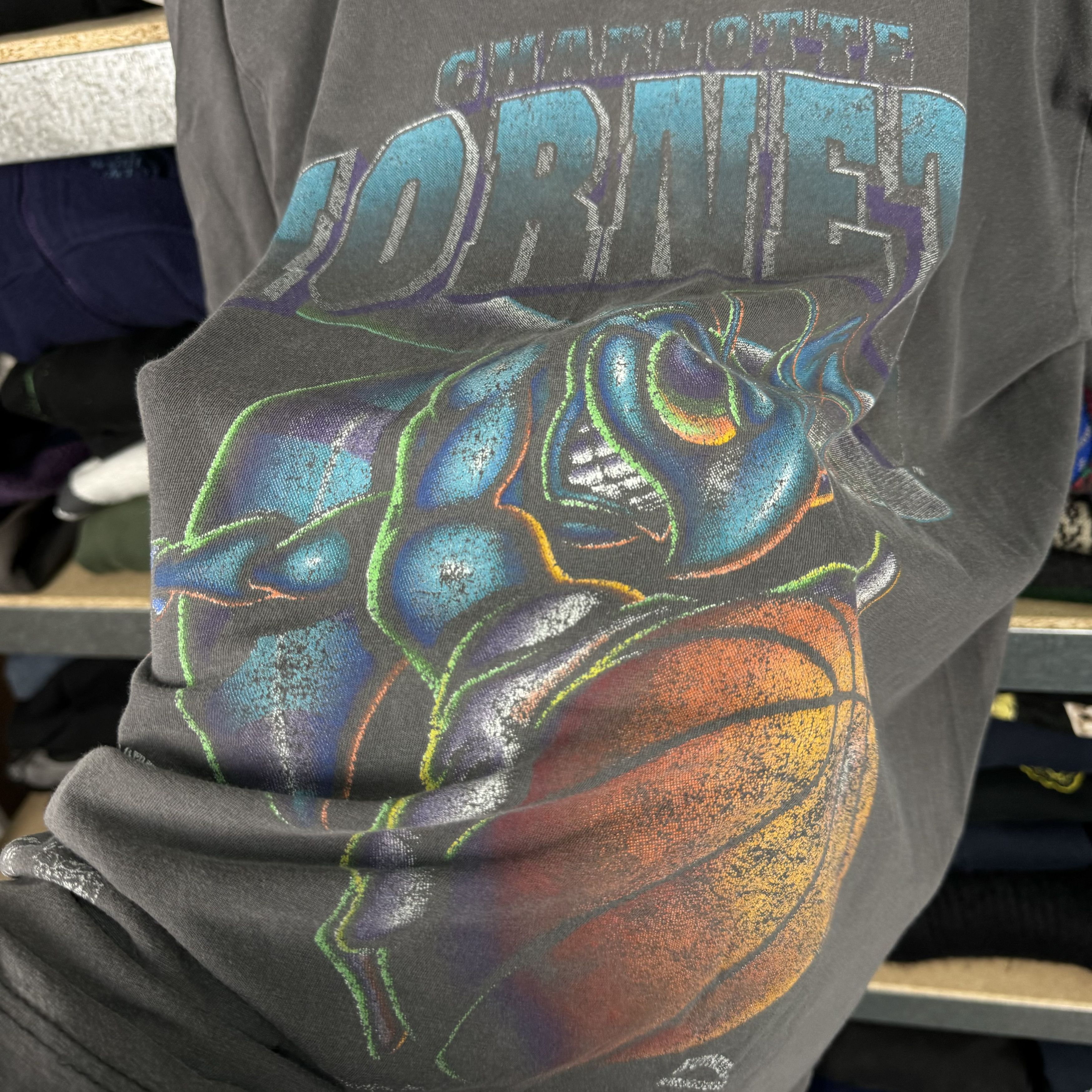 NBA VINTAGE 1993 CHARLOTTE HORNETS NUTMEG FADED T-SHIRT TEE Size US L / EU 52-54 / 3 - 8 Thumbnail