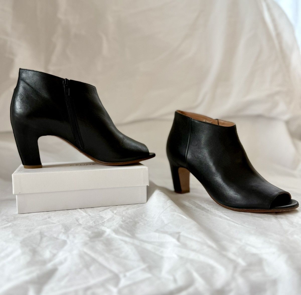 Maison Martin Margiela Line 22 Open-Toe Leather Ankle Boots