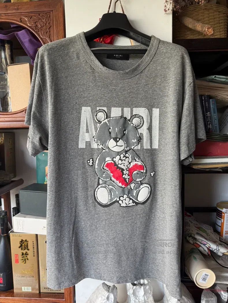 Amiri Amiri Size M Gray teddy bear short-sleeve shirt Size US M / EU 48-50 / 2 - 1 Thumbnail
