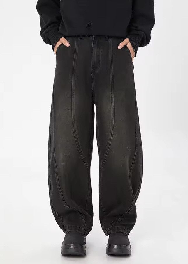 Japanese Brand Vintage Washed Black Micro Flare Straight Jeans Size US 29 - 1 Thumbnail