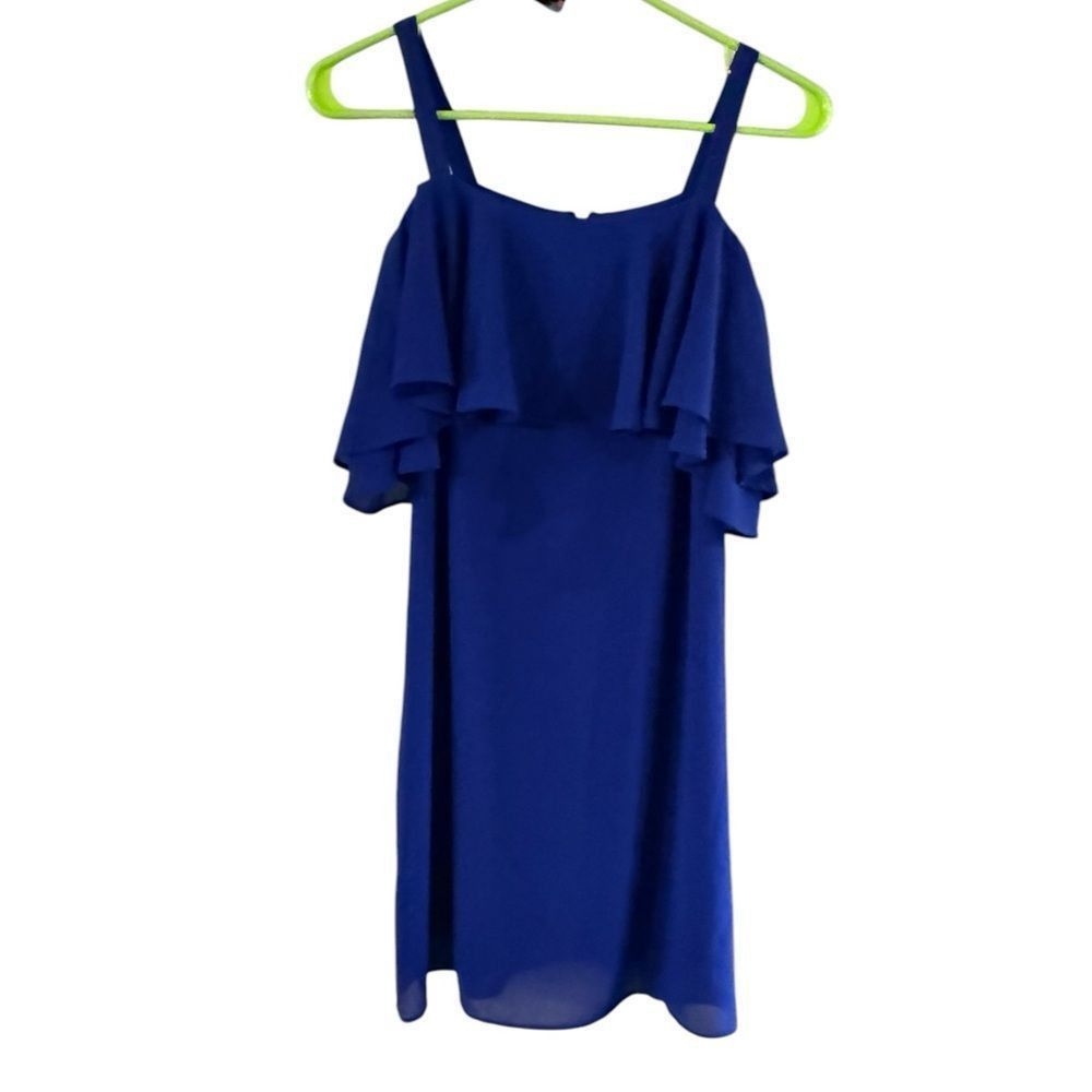 Other NWOT Eliza J Blue Off-Shoulder Ruffled Mini Dress Size XS / US 0-2 / IT 36-38 - 1 Thumbnail
