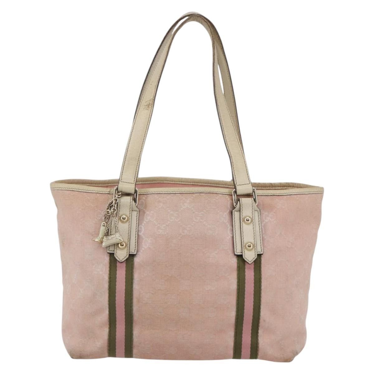 Gucci GUCCI GG Canvas Sherry Line Tote Bag Pink Gold Size ONE SIZE - 2 Thumbnail