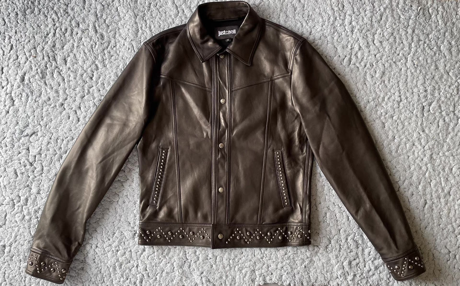 Just Cavalli Just Cavalli Black Studded Leather Jacket Q4 Size US M / EU 48-50 / 2 - 1 Thumbnail