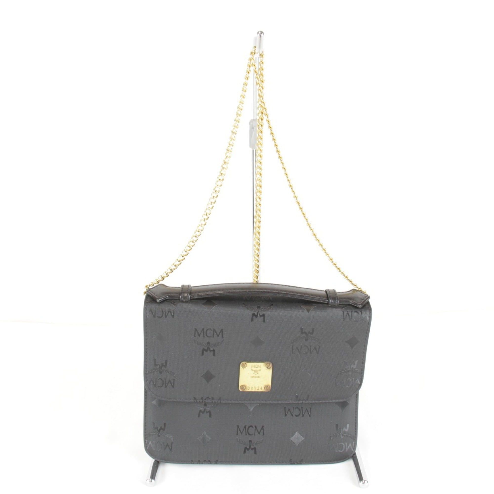 MCM MCM Visetos 2-way Chain Mini Shoulder Bag, 370g, Women's, Black Size ONE SIZE - 1 Thumbnail