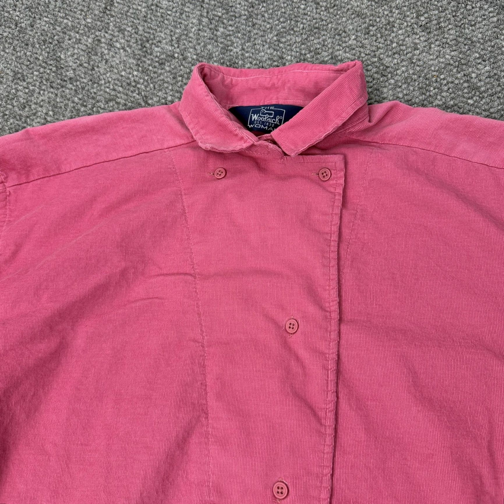 Vintage Woolrich Shirt Women 14 Pink Corduroy Button-Front Long Sleeve Collared 100% Cotton Vintage? No (use correct) - Womens Apparel Size XL / US 12-14 / IT 48-50 - 2 Thumbnail