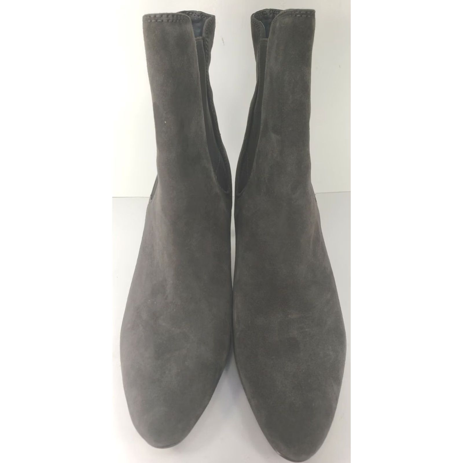 Ralph Lauren LAUREN RALPH LAUREN Pasmia Women's Gray Suede 3" Heel Bootie Size 8B Dark Gray Leather Pointed Toe Stiletto Pull On Elastic Logo Fall Winter Boots Size US 8 / IT 38 - 3 Thumbnail