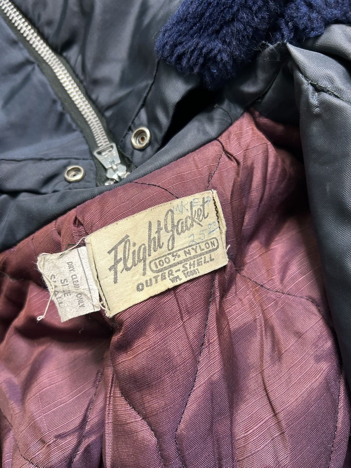 Vintage Vintage 60s/70s Nylon Lined Flight Jacket Fur Size US S / EU 44-46 / 1 - 6 Thumbnail
