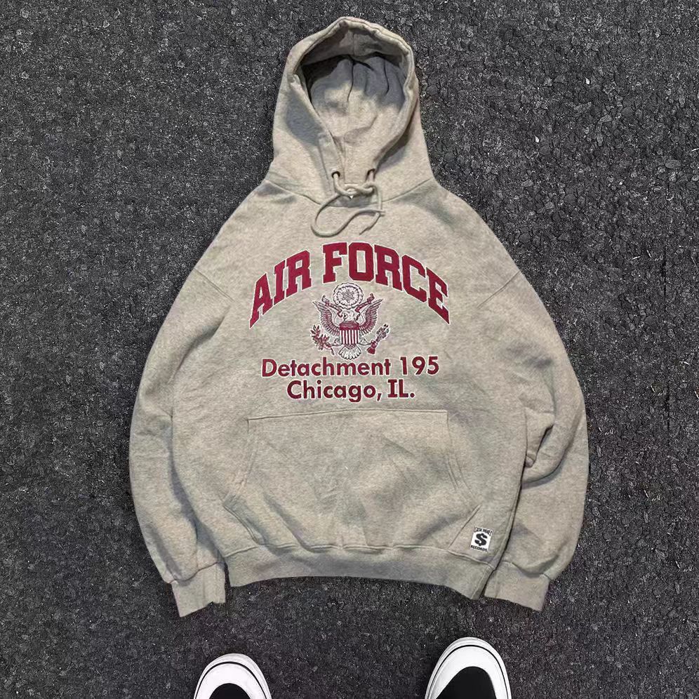 Japanese Brand × Vintage Gray washed retro letter print loose hoodie Size US L / EU 52-54 / 3 - 1 Thumbnail