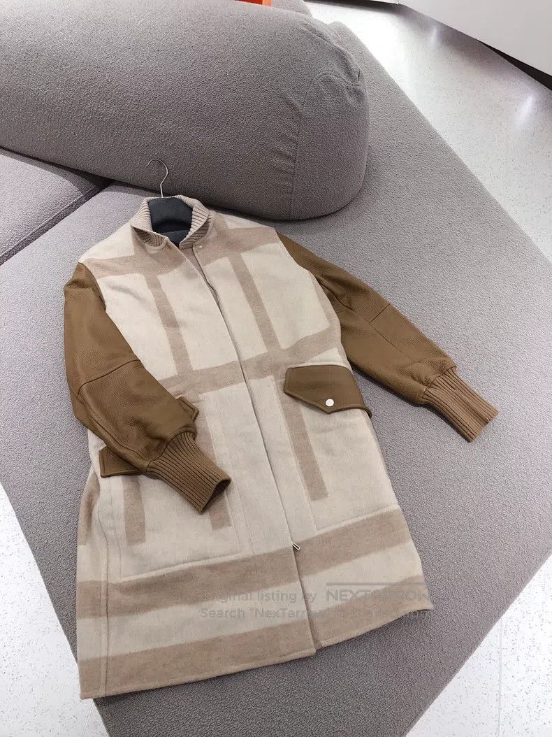 Hermes Hermes Leather Sleeve Tweed Coat Size XS / US 0-2 / IT 36-38 - 7 Thumbnail
