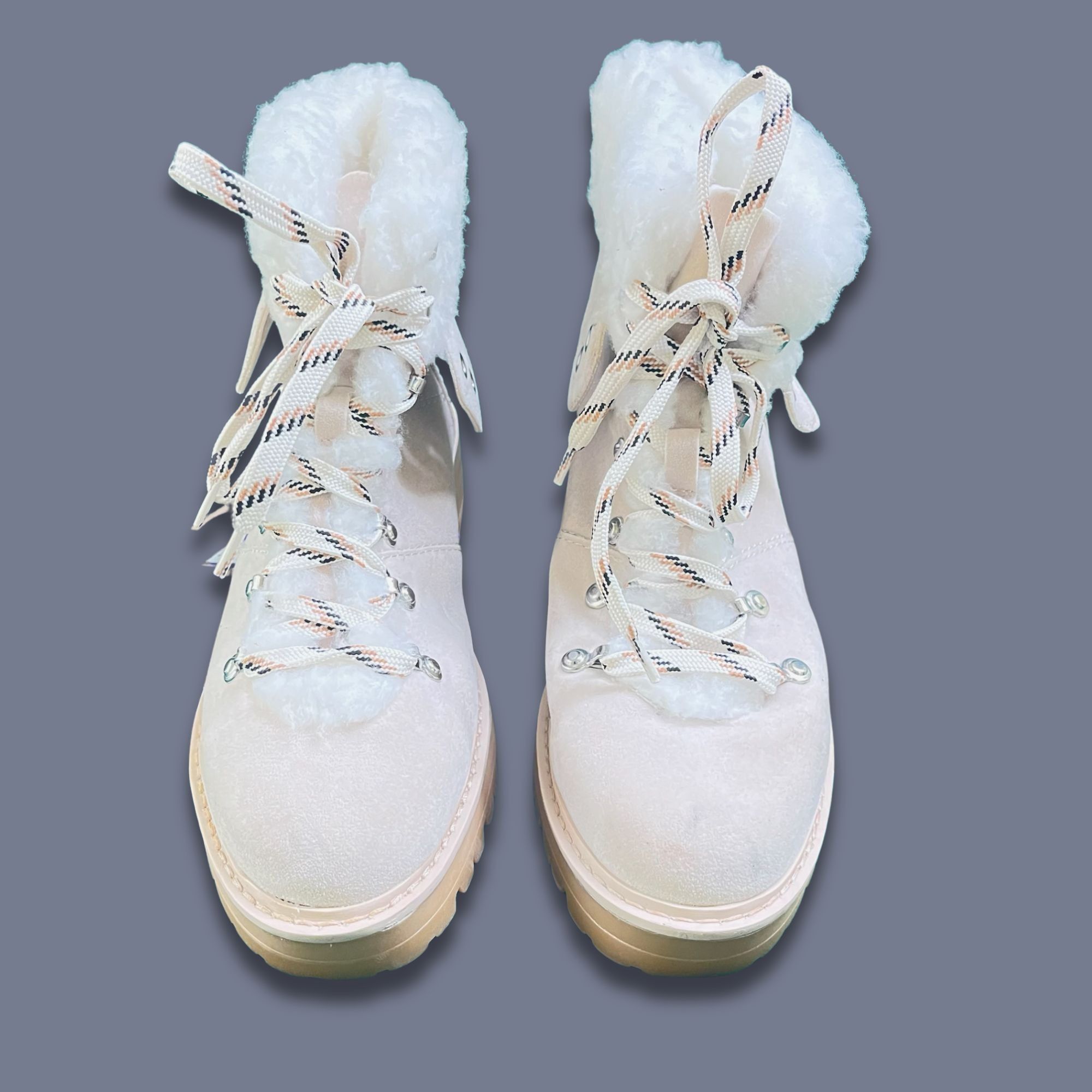 Other TIME AND TRU Womens Cozy Hiker Boots Size 8.5 White Faux Fur Size US 8.5 / IT 38.5 - 2 Thumbnail