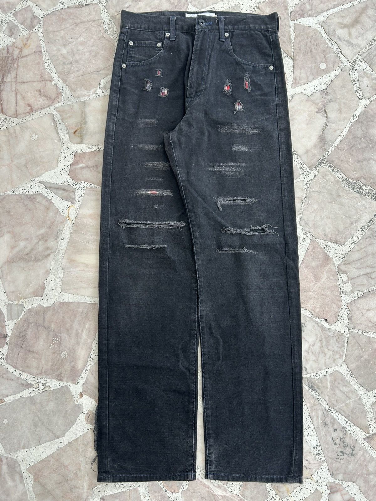 Neighborhood Neighborhood Crazy Punk Black Ripped Denim Size US 30 / EU 46 - 1 Thumbnail