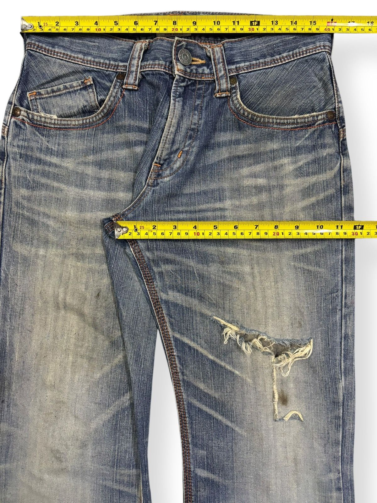 Edwin Vintage Edwin XV Buckle Back Flare Distressed Grunge Jeans Size US 31 - 13 Thumbnail