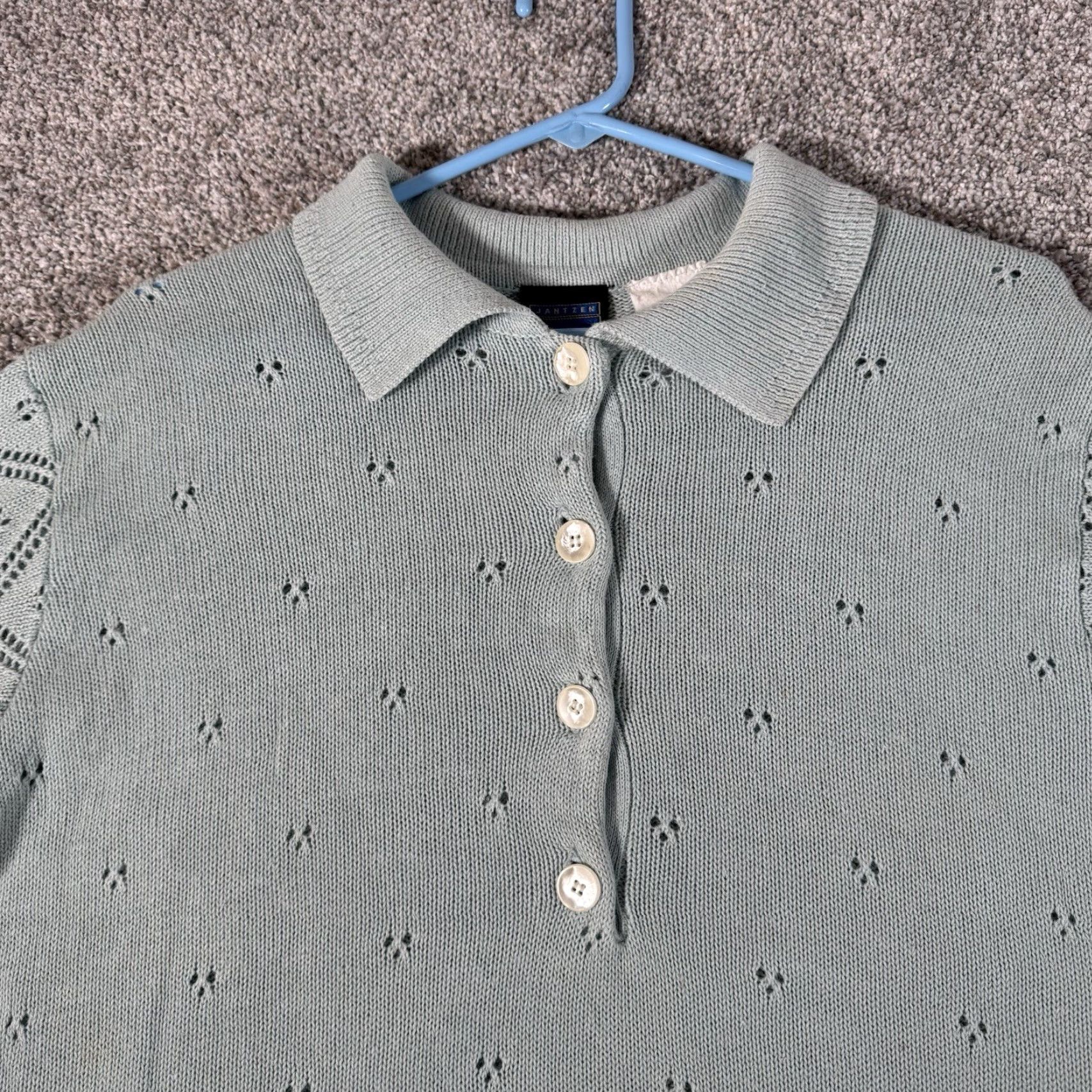 Jantzen VINTAGE Jantzen Classics Sweater Top Blouse M Green 90s Pastel Soft Girl Cottagecore Y2K Easter Gothic Retro Cotton Ramie Knit Womens Size M / US 6-8 / IT 42-44 - 6 Thumbnail