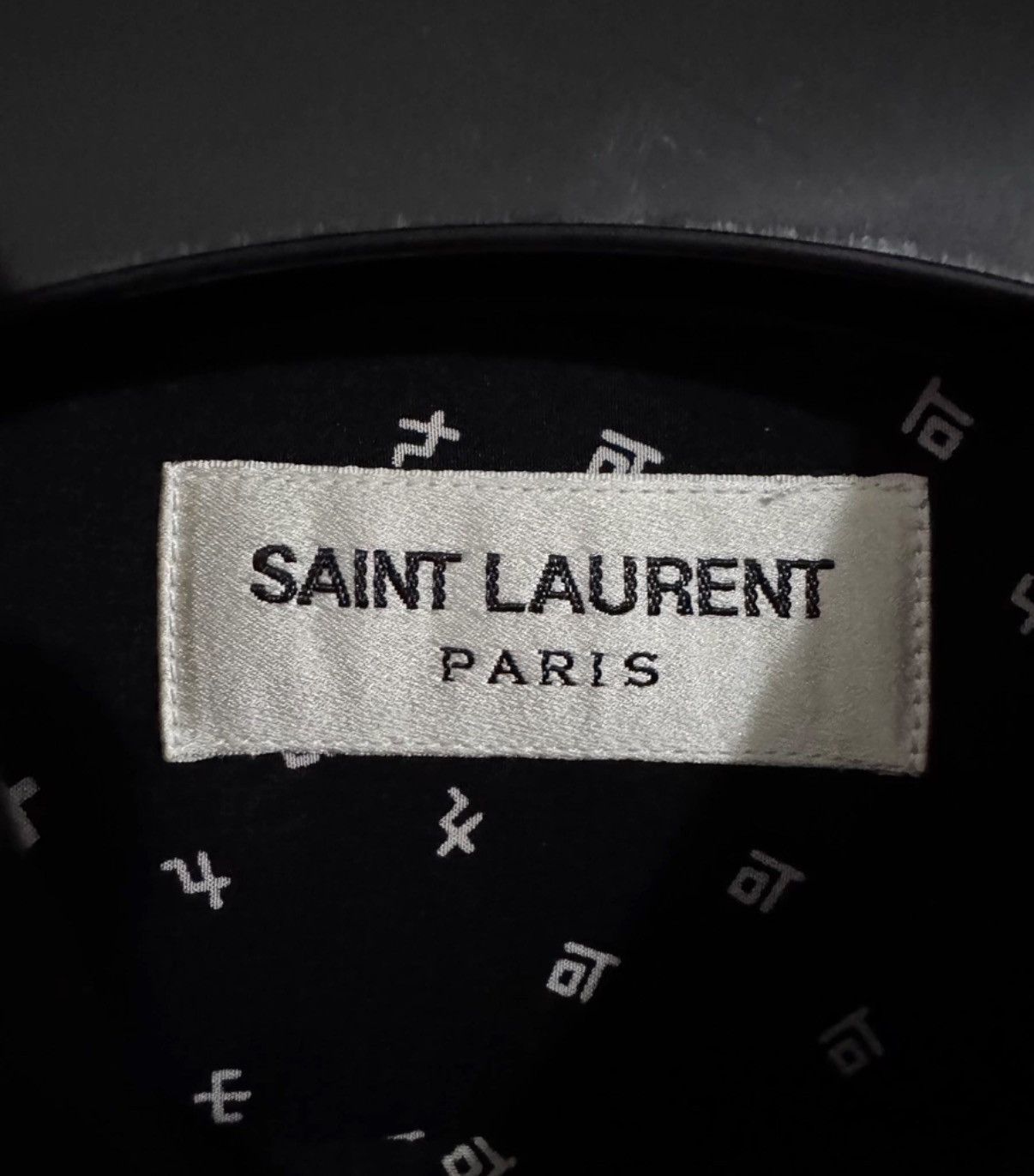Saint Laurent Paris Saint Laurent 15SS Runway Shiny Silk Geometric Symbol Shirt Size US M / EU 48-50 / 2 - 5 Thumbnail