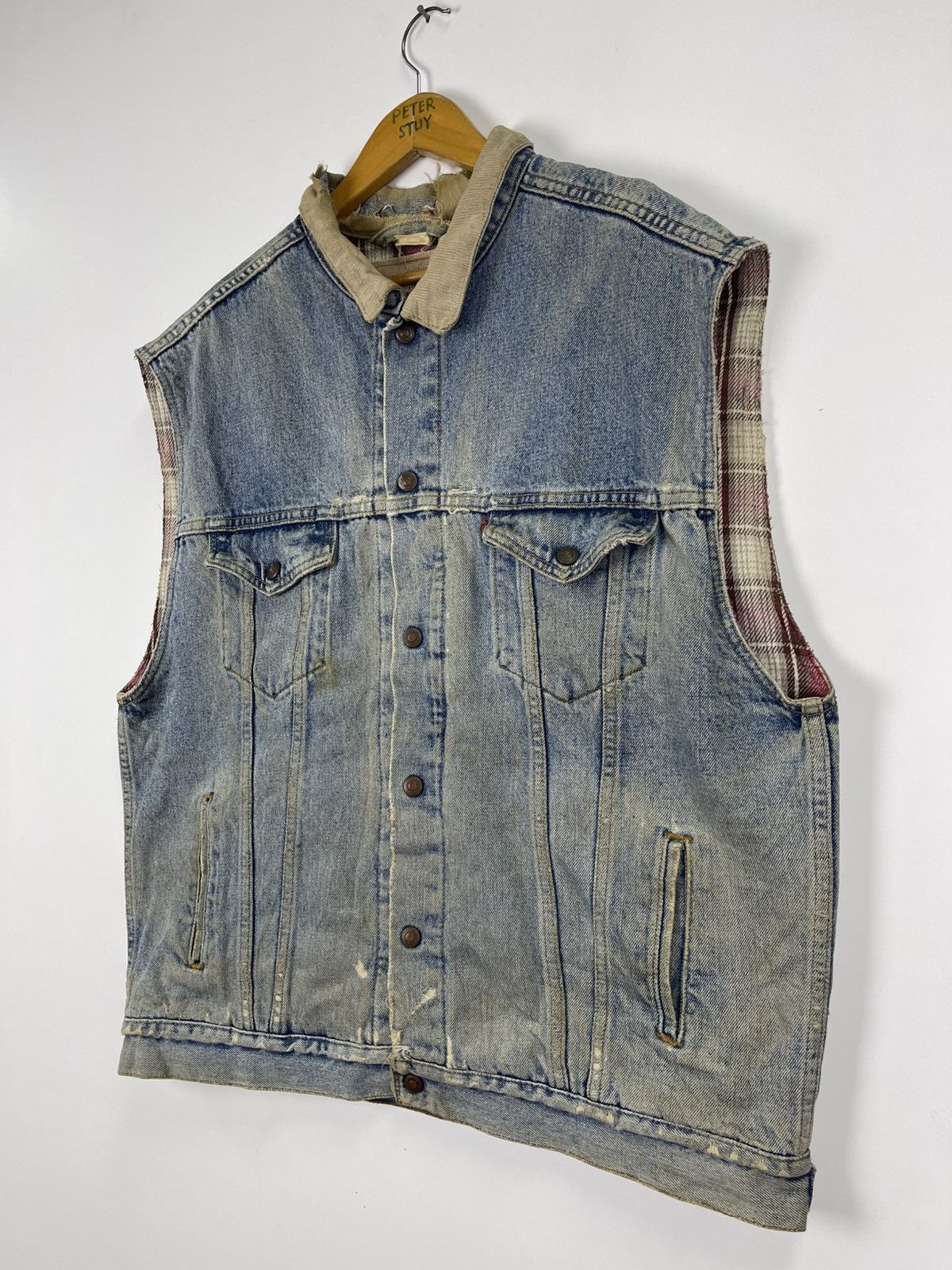 Levi's Vintage 80s Levi’s Distress Denim Sleeveless Size US L / EU 52-54 / 3 - 4 Thumbnail