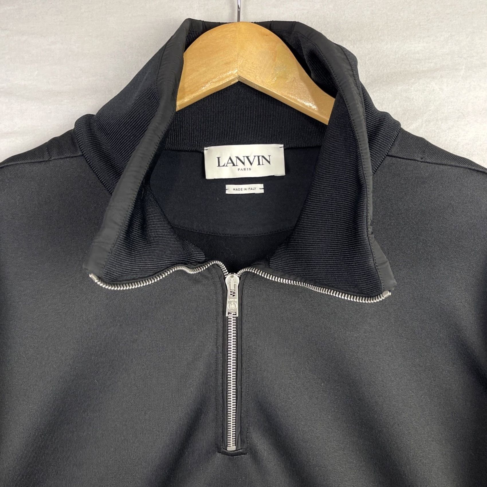 Lanvin Lanvin Sweater Mens XL Tall Black Technical Knit Half Zip Made In Italy Oversize Knit Pullover Striped? Size US XL / EU 56 / 4 - 4 Thumbnail