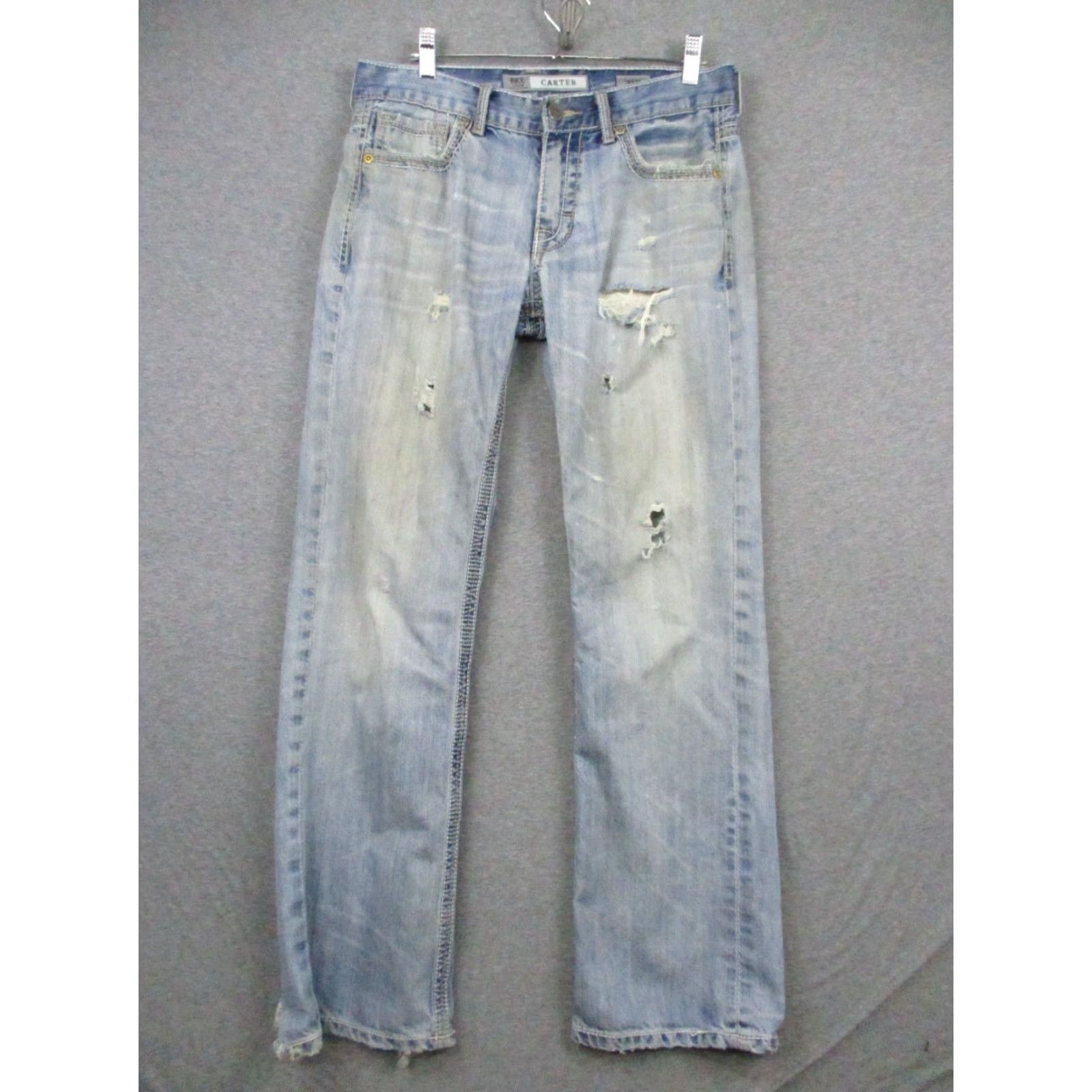 BKE BKE Buckle Carter Jeans 31R Men Distressed Blue Whiskering Worn Jeans Size US 31 - 2 Thumbnail