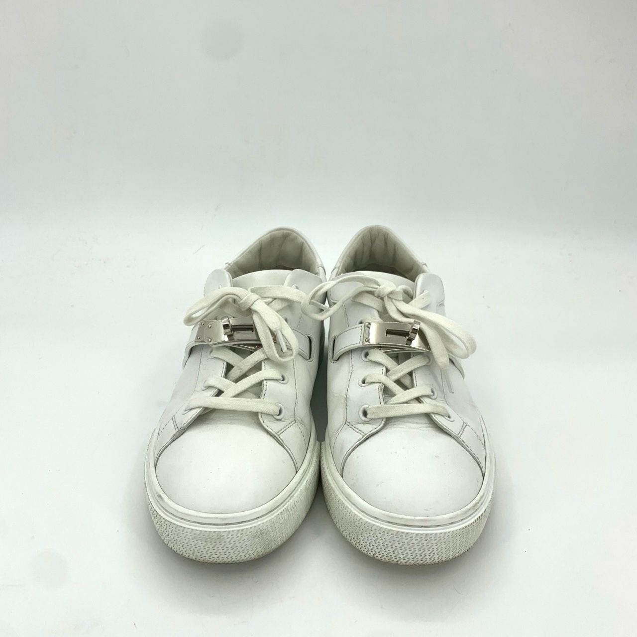 Hermes Hermès White Leather Lace-Up Sneakers Low-Top Design Size 40 Size US 10 / IT 40 - 8 Thumbnail